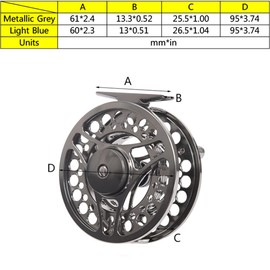 Fly Fishing Reel with CNC-machined Aluminum Alloy Body and Spool in Fly Reel Sizes 95mm-Metallic Grey