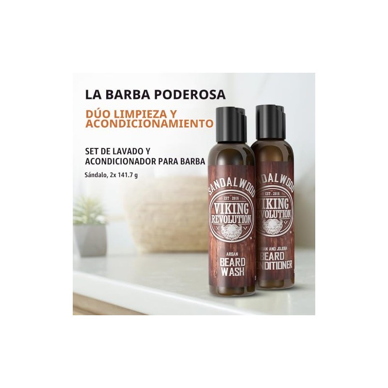 Beard Wash & Beard Conditioner Set w/Argan & Jojoba Oils