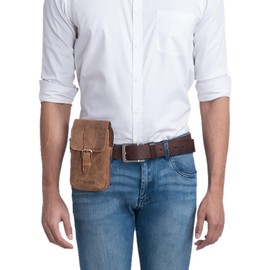 STILORD 'Harper' Phone Belt Pouch Leather Vintage Small Waist Bag for Men and Women Hip Bag Bum Bag Ideal as Travel Bag Running Belt Genuine Leather, Colour:Torino - Brown