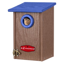Kingsyard Recycled Plastic Bird House for Outdoors - Weatherproof Wren Bird Nesting with Predator Guard & Air Vents, Blue