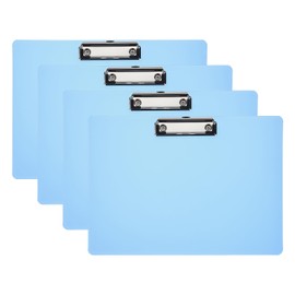 PATIKIL 8.86 x 12.4" Clipboard Landscape 4 Pack A4 PP Plastic Office Clipboard Low Profile Clip for Office Drawing Sketch Blue