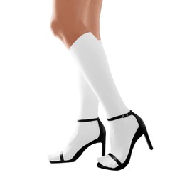 Womens Opaque Stretchy Nylons Knee High Stockings Soft Trouser Socks Tights for Girls White