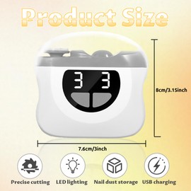 2 in 1 Electric Nail Clippers, Automatic Nail Trimmer, Nail Polisher, Storage Nail Remnants, 3 Speeds Electric Nail File with LED Storage Bag for Babies, Seniors, Adults