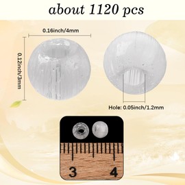 PONABEADIY 1 Box 1120PCS 4MM Cat Eye Glass Beads with Holes White Cats Eyes Crystal Round Two Tone Smooth Spacer Ball Small Loose Charms Bead Bulk for Jewelry Making Bracelets Earring DIY Craft Supply