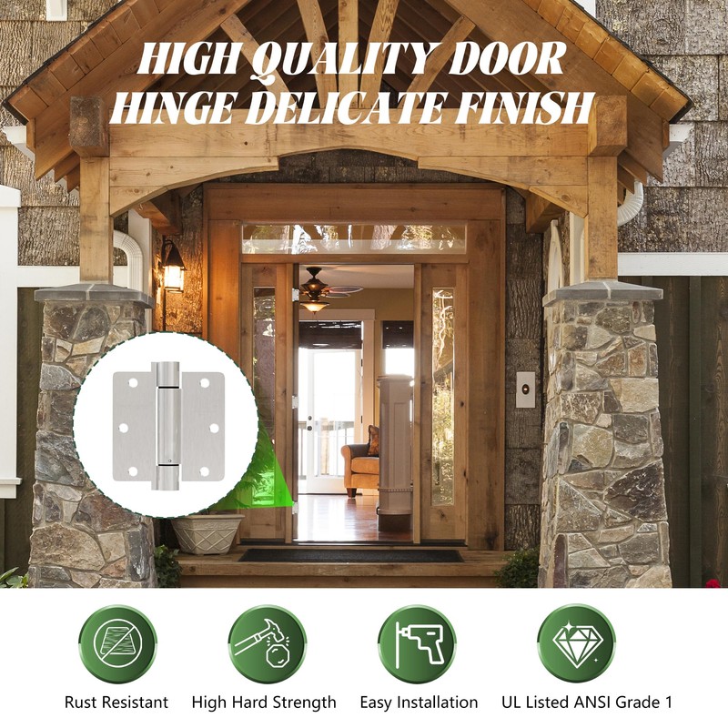 2 Pack Self Closing Door Hinges 3.5 inch Satin Nickel