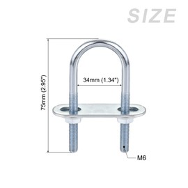 METALLIXITY U Bolts 4 Sets (M6x34x75mm), Round U Bolt Steel with Accessories - for Construction, Pipe