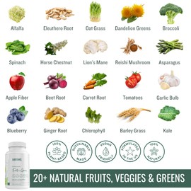 SUBSTANCE. - Nature's Sustenance Daily Greens, Daily Fruit and Veggies Supplement - Enhance Energy, Mental Clarity - Fruits and Vegetables Supplements - US Made, Vegan-Friendly - 30 Servings.