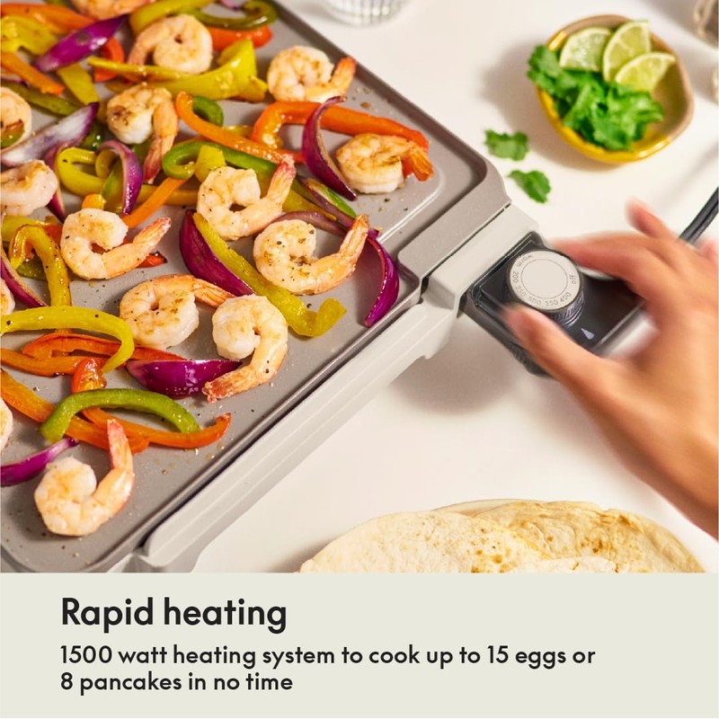 bella 12" x 22" Electric Griddle with Warming Tray, EverGood™