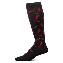 MeMoi Chili Pepper 8-15 mmHg Graduated Cotton Compression Socks Black 10-13