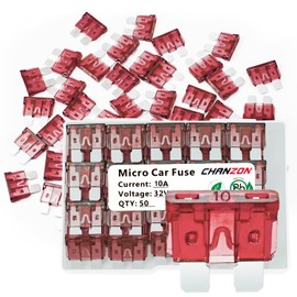 Chanzon 50Pcs UL Listed 10A Standard Blade Fuse ATC/ATO/APR 10 Amp 32V Auto Fuses Fast Blow for Automotive Car RV Truck SUV