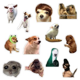 GTOTd Funny Dog Meme Accessories Decoration Fridge Magnet（12 Pack） Cute Dog Merch Supplies Decor Accessory Party Gifts Cruise Door Room Decor Magnetic Bumper Cabinets Sticker Decal Reusable Vinyl