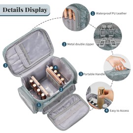 Large Makeup Bag, Portable Travel Makeup Bag Organizer for Women Girls with Makeup Brush Compartment & Two Side Pockets, Cosmetic Travel Bag Vertical Storage Toiletry - Floral Blue