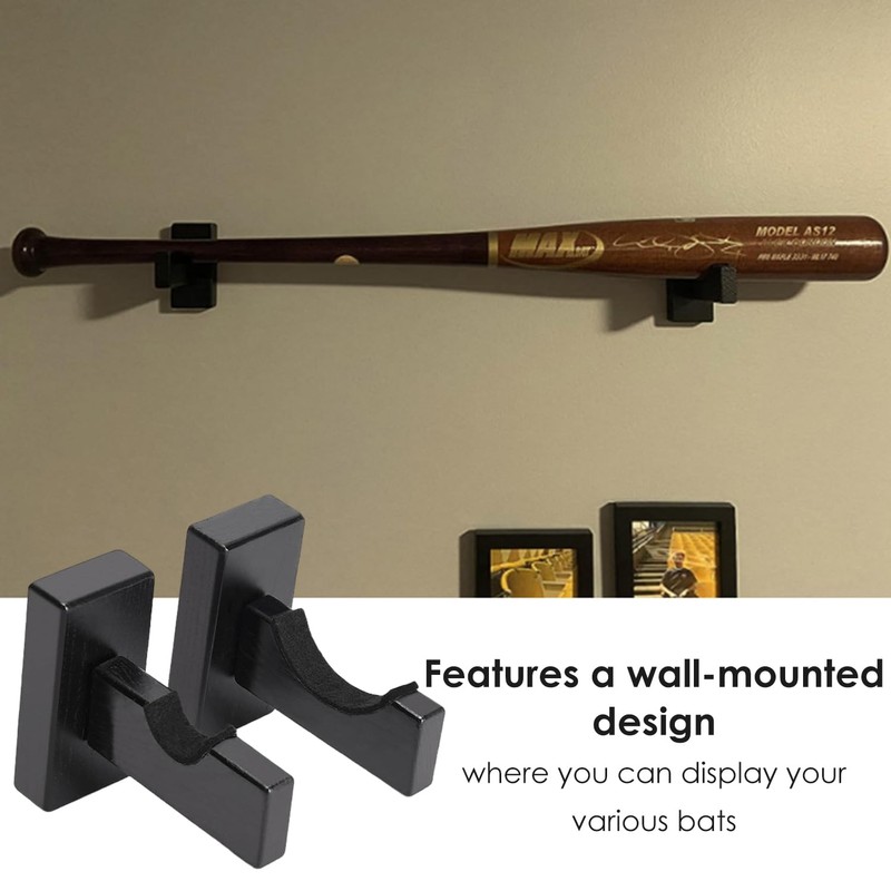 1 Pair Baseball Bat Holders, Wooden Baseball Bat Holder, Horizontal