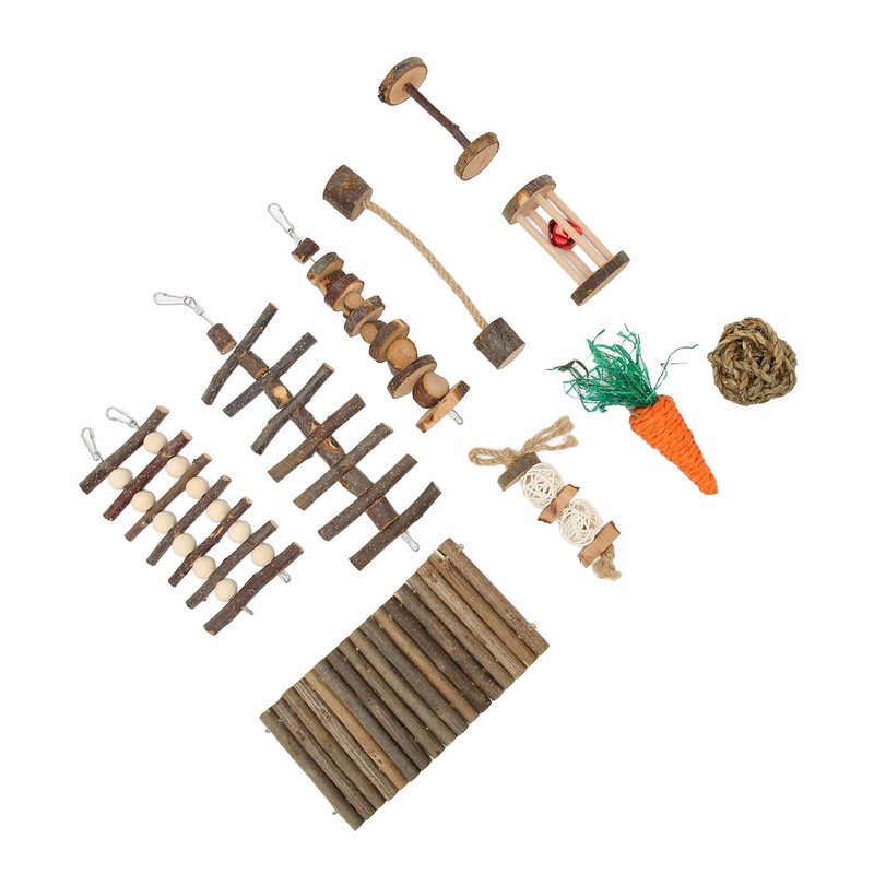 10pcs Hamster Chew Toys Set Natural Safe Teeth Grinding Exercise