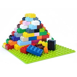 Juego de bloques de construcción para niños con placa base, ladrillos de construcción grandes, 101 piezas, juguete sensorial clásico a granel para niñ