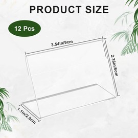 CRASPIRE 12Pcs 3.54 x 2.36 Inches Sign Holder Clear Photo Frames Plastic Picture Flyer Holder L Shaped Display Stand Vertical Slanted Back Stand Up Sign Holder for Office Desktop Menu Document