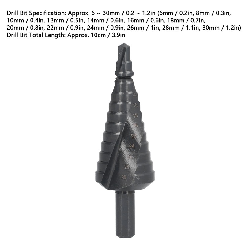 Step Drill Bit High Speed Steel 6‑30mm Drilling Head Accessory