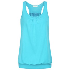 Miusey Women's Workout Tank Top, Sleeveless Round Neck Active Running Racerback, Comfy Sporty Blue-3 L