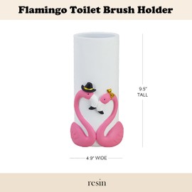 15-inch Rose Design Toilet Brush & Cleaner Set - Pink Resin Scrubber with Holder, Modern Bathroom Storage Organizer Flamingo-Inspired Decor