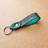 Handmade, Hand-Dyed, and Hand-Stamped Veg Tan Leather Keychain (Green)