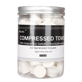 MuLing - 100 toallas comprimidas portátiles, mini pañuelos comprimidos para monedas para viajes, deportes, salón de belleza o toallitas de mano en casa