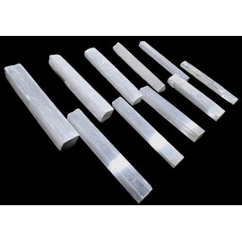 HQRP 5" White Selenite Sticks Natural Sparkling Gemstone Cat's Eye Satin Spar Angels Stone Crystal Mineral Rough Points - Morocco (10PCS)