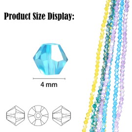 10 Strands 4mm Bicone Crystal Glass Beads Small Faceted Bicone Shape Crystal Glass Spacer Beads for Bracelet Necklace Decorative Hand Jewelry Making (AB, 4MM),Gold