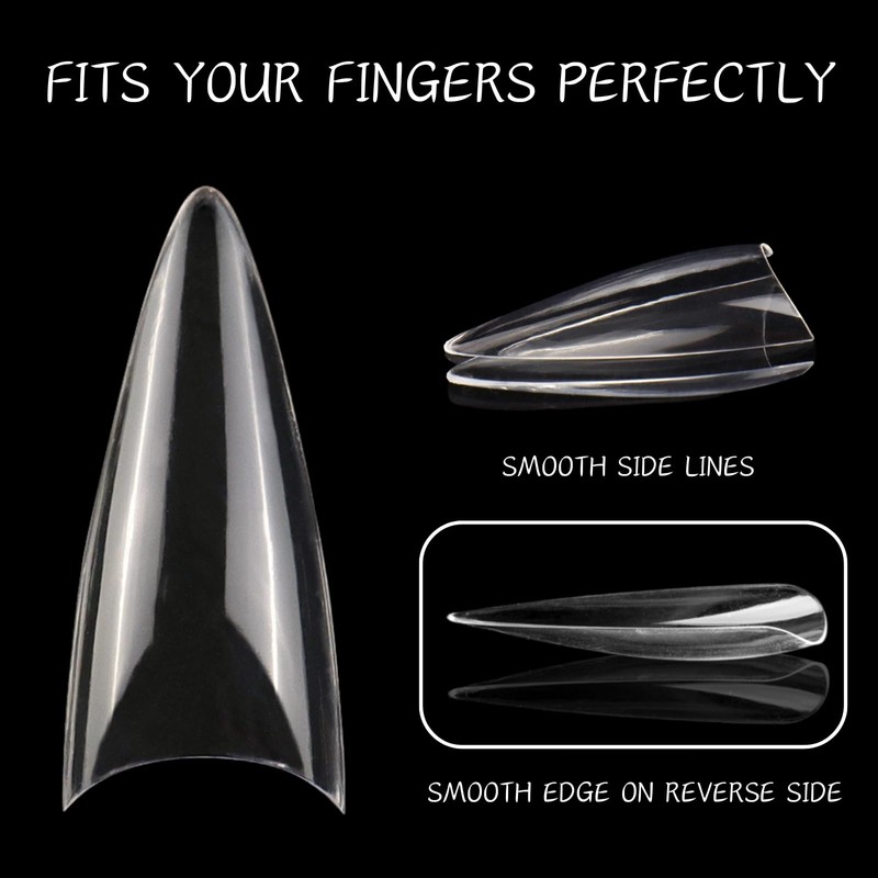 LUFFLOK Medium Almond Nail Tips, 500 Pcs Half Cover Natural