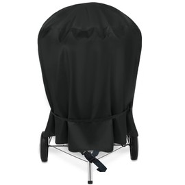 NettyPro Grill Cover for Charcoal Kettle Grill 26 inch, Heavy Duty Waterproof Outdoor Round Smoker Cover, Fade and UV Resistant Small BBQ Grill Cover, 33" W x 27" D x 38" H, Black
