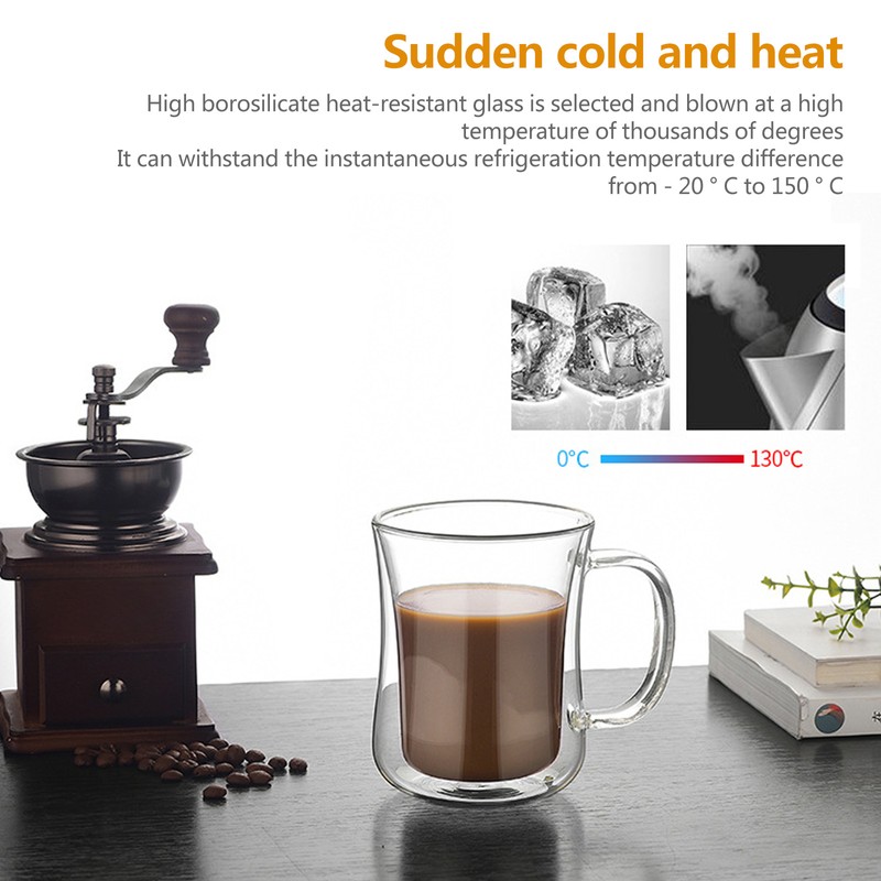 2Pcs Glass Water Mug Multipurpose Large Capacity Safe Transparent Drink