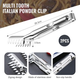 YZROHYI Set of 2 spaghetti tongs, pasta tongs, stainless steel, asparagus tongs, kitchen gripping tongs, serving tongs, kitchen tongs, ice tongs, salad tongs, metal, stainless steel tongs, buffet