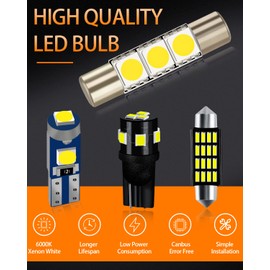 MEALAM White LED Bulbs Package Kit Compatible with 2008 2009 2010 2011 2012 2013 2014 2015 2016 2017 2018 2019 2020 2021 Toyota Sequoia Interior Light + License Plate Light and Install Tool, 20 Piece