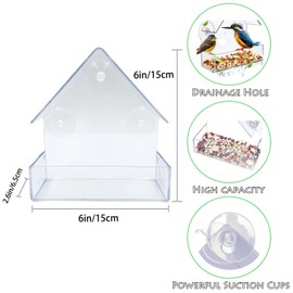 Acrylic Premium Window Bird Feeder, Transparent Outside Bird Feeder House with Strong Suction Cup for Outdoor Wildlife Little Birds