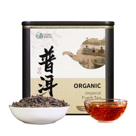 YUANSHENG YUANSHENG Premium Organic Puerh Tea, Yunnan Puer Tea Loose Leaf, Aged Fermented Ripe Pu erh Loose Leaf Black Tea, Imperial Pu-erh Tea With Mellow and Rich, 2.1 Oz