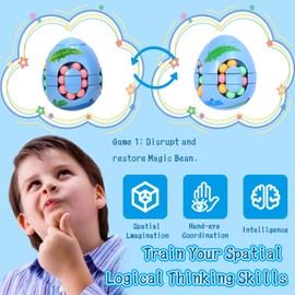 Magic Bean Rotating Cube, Rotating Finger Cube, Rotating Cube Toy, Creative Decompression Learning Toy, Rotating Small Beads, Fingertip Magic Cube for Children, Teens, Adults, Blue