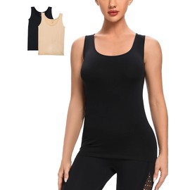 Layla's Celebrity Women's Seamless Tank Tops Nylon Spandex Camisole Black Nudie 2 Pack Summer Medium