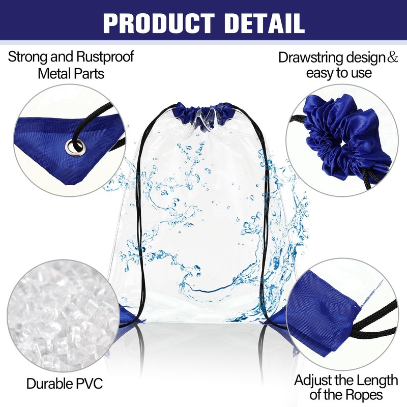 Shappy 30 Pieces Clear Drawstring Bag Plastic Drawstring Backpack Clear
