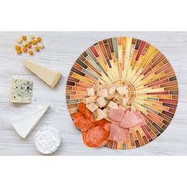 Mexican Handmade Wooden Cheese Board with Resin Finish – Ideal for Charcuterie, Serving Tray, and Entertaining. Model: Italian Orange.