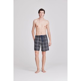Jveyvth Men's Pajama Shorts Plaid Lounge Pants Relaxed Fit Drawstring Button Open Fly