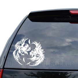 DiamondCutStickerz Cockfight Rooster Decal Sticker Car Truck Motorcycle Window Bumper Laptop Wall Decor - Size (18 inch / 46 cm Wide) - Color (Gloss White)