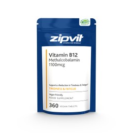 Vitamin B12 Tablets High Strength 1100mcg in Pouch, 360 Vegan Tablets, Supports Tiredness and Fatigue, Pure Methylcobalamin Tablets, Vegetarian Approved
