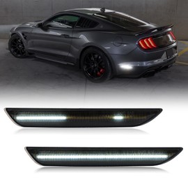 Aexploer LED Side Marker Lights Compatible with Mustang S550 GT 2015-2023,Rear Dynamic Side Markers Lamps Lights Assembly Smoked Lens White Light