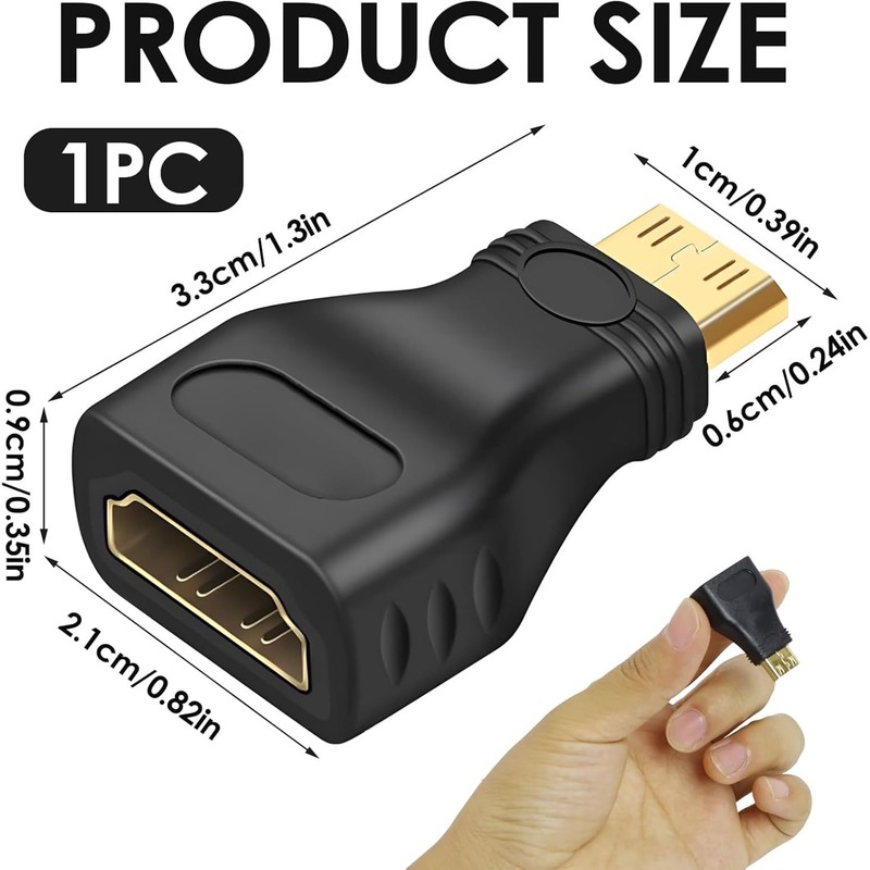 AYMBH Mini HDMI to HDMI Adapter, Gold-Plated Male to Female