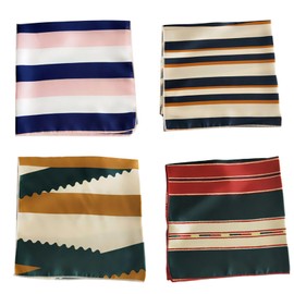 SUNTRADE 4 Pack Square Satin Scarf for Women Girls Small Hair Scarf Square Neck Gaiter Hair Band, stripes