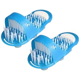 Tianher Tianher 2 Pcs Shower Foot Brush Cleaner Massager - Exfoliating Foot Sole Washer with Pumice for Toes and Feet - White Heel