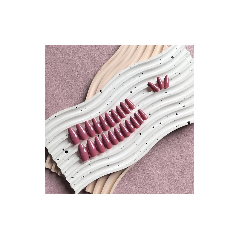 SXVME Uñas Postizas De Gel Suaves Reutilizables Color Frambuesa Almendra