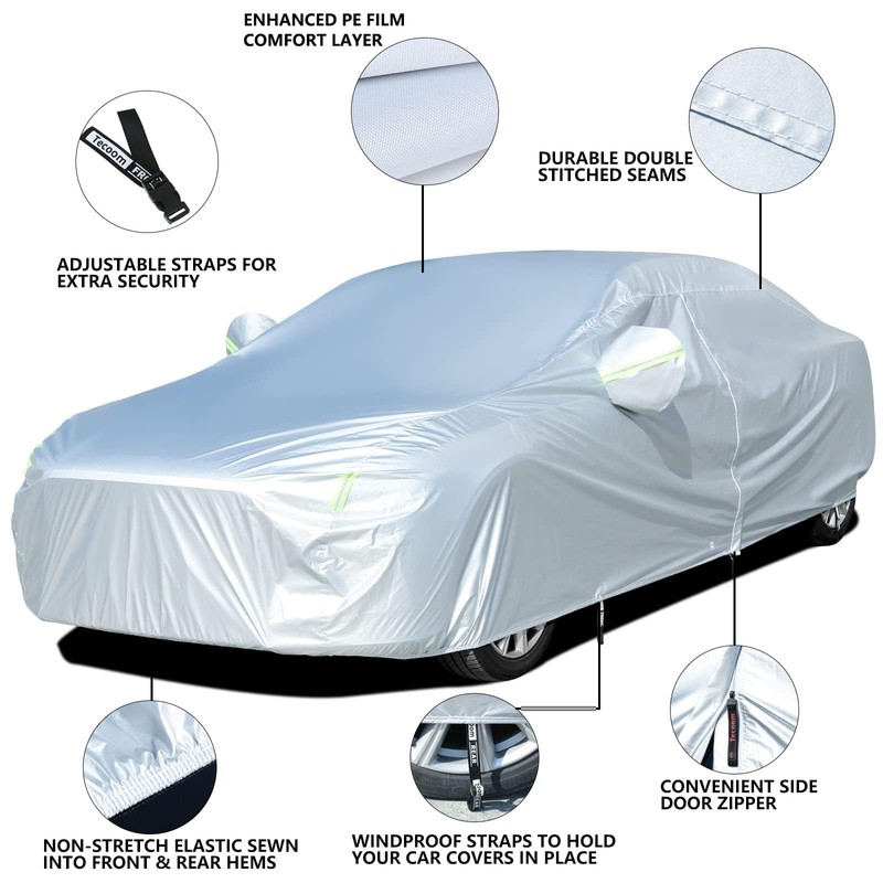Tecoom Car Cover Waterproof All Weather for Automobiles, Light Shell
