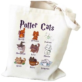 Cat Tote Bag, Casual Bag Black Cat Washable Foldable Canvas Grocery Cute Bags Teacher Gifts Reusable Shopper Canvas Bag Cat Handbag for Friends Women Girls Work Shopping Travel