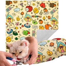 AIERSA Cat Wrap for Cutting Nails and Grooming, Cat Restraint Wrap for Nail Clipping, Self-Adhesive Fabric Cat Swaddle Burrito Wrap for Nail Trimming, Cat Grooming Supplies