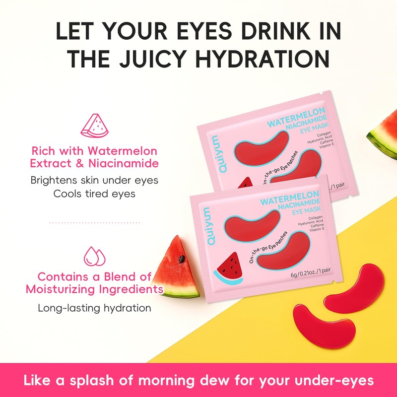 QUIYUM Watermelon Niacinamide Lip & Eye Mask Set, Facial Skincare(12
